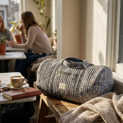 Bags and totes - Quilted sustainable sari bowling bag - I WAS A SARI