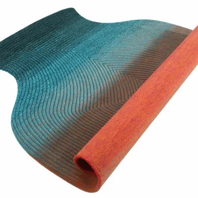 Contemporary carpets - Contemporary Hand Woven Matka Wool Area Rug - "Vessel - Sunset" - NUZRAT CARPET EMPORIOUM