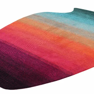 Contemporary carpets - Contemporary Hand Woven Matka Wool Area Rug - "Vessel - Sunset" - NUZRAT CARPET EMPORIOUM