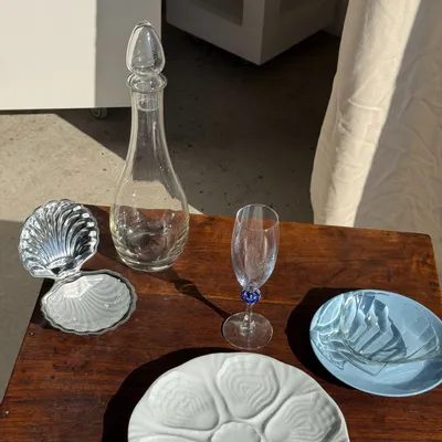 Everyday plates - Set of 6 small vintage blue dessert plates D18 (1) - OFFICE OBJETS