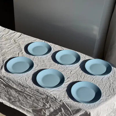Everyday plates - Set of 6 small vintage blue dessert plates D18 (2) - OFFICE OBJETS