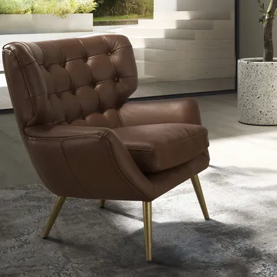Armchairs - Chester armchair dark brown leather - ANGEL CERDÁ