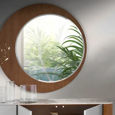 Miroirs - Miroir mural rond noyer - ANGEL CERDÁ