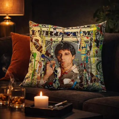 Fabric cushions - Scarface Decorative Pillow 45 x 45 - Design by Anne Mondy - ARTDECORIS