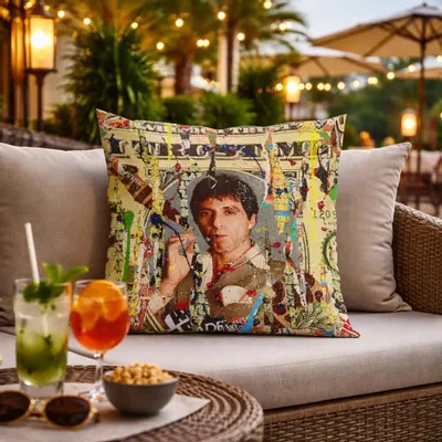 Garden textiles - Scarface outdoor cushion 60 x 60 - Design by Anne Mondy - ARTDECORIS
