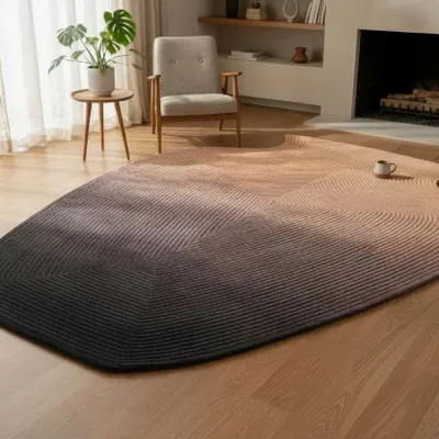 Contemporary carpets - Contemporary Hand Woven Matka Wool Area Rug - "Vessel - Desert Dusk" - NUZRAT CARPET EMPORIOUM