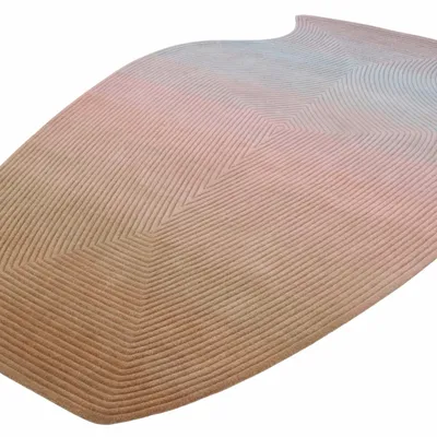 Contemporary carpets - Contemporary Hand Woven Matka Wool Area Rug - "Vessel - Dawn Earth" - NUZRAT CARPET EMPORIOUM