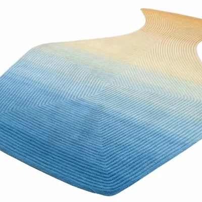 Contemporary carpets - Contemporary Hand Woven Matka Wool Area Rug - "Noora - Skyline Breeze" - NUZRAT CARPET EMPORIOUM