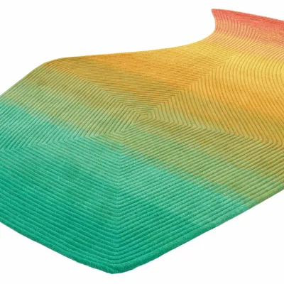 Contemporary carpets - Contemporary Hand Woven Matka Wool Area Rug - "Noora - Sunfire Meadow" - NUZRAT CARPET EMPORIOUM