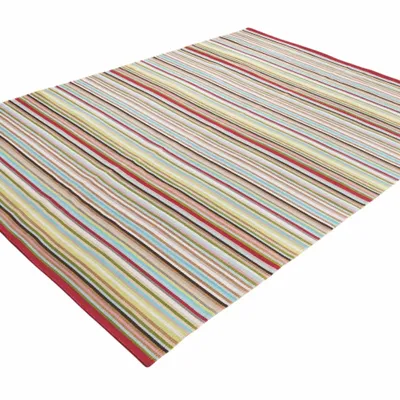 Contemporary carpets - Hand woven Polyester rug, Lines - Multi - NUZRAT CARPET EMPORIOUM
