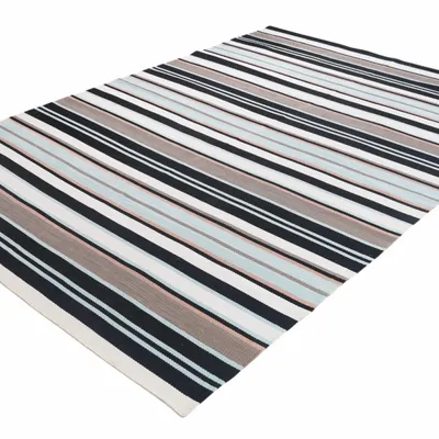 Contemporary carpets - Hand woven Polyester rug, Streak - Black/white - NUZRAT CARPET EMPORIOUM