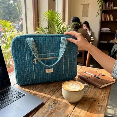 Bags and totes - Quilted laptop bag made from upcycled saris - I WAS A SARI