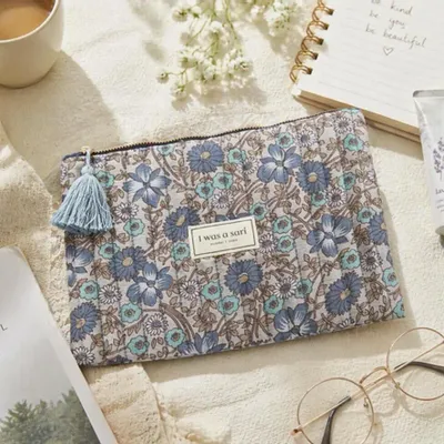 Bags and totes - Quilted sustainable sari zipper pouch - I WAS A SARI