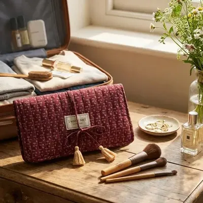 Bags and totes - Upcycled sari make-up pouch - I WAS A SARI