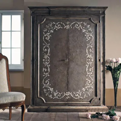 Armoires - « Rinascimento » Armoire décorée à la main avec finition spatulée - INTERIORS ITALIA