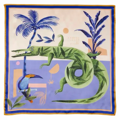 Foulards et écharpes - Crocodile go to sleep Silk Scarf | 90x90 cm - ELCIELA