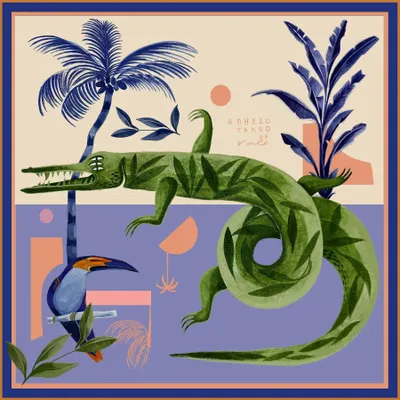 Foulards et écharpes - Crocodile go to sleep Silk Scarf | 90x90 cm - ELCIELA