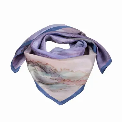 Foulards et écharpes - Purple Lucky Stone Foulard en soie | 90x90 cm - ELCIELA