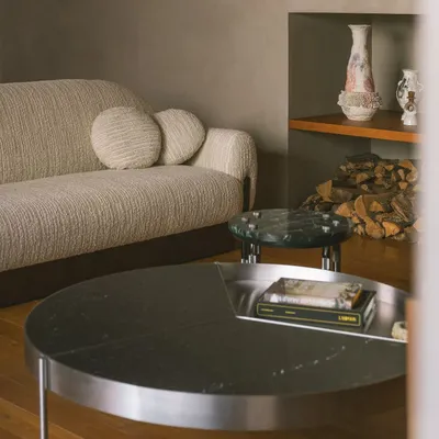 Tables for hotels - Ipanema round side table,marble top, feet Nickel Plated, Portugal - DUISTT