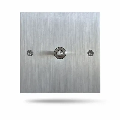 Decorative objects - Initial - Brushed stainless steel 1 x 80x80 vertical push button - 6IXTES