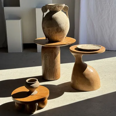 Objets de décoration - Grand vase crème à double anses spirale style antique en terre cuite - OFFICE OBJETS