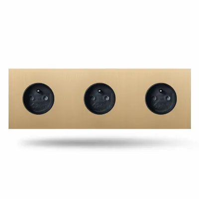 Decorative objects - Trinity - Brushed brass 3 black power sockets - 240x80 - 6IXTES