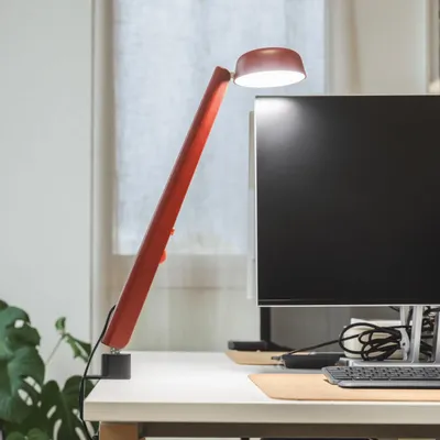 Office design and planning - Polux Original Clip Lamp - L - Dark Red & Coral - LUMINAIRES POLUX