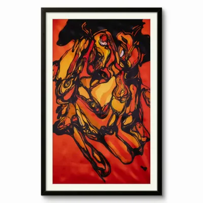 Pièces uniques - Flames Toile en soie | 60x73 cm - ELCIELA