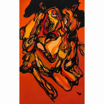 Pièces uniques - Flames Toile en soie | 60x73 cm - ELCIELA