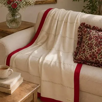 Homewear - Handcrafted cotton sofa throw from pre-loved saris - I WAS A SARI