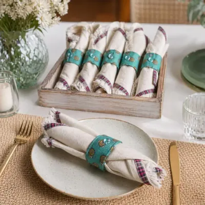 Homewear - Napkin ring set made from upcycled saris (6 pieces) - I WAS A SARI