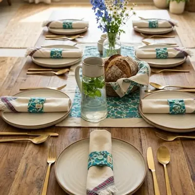 Homewear - Napkin ring set made from upcycled saris (6 pieces) - I WAS A SARI