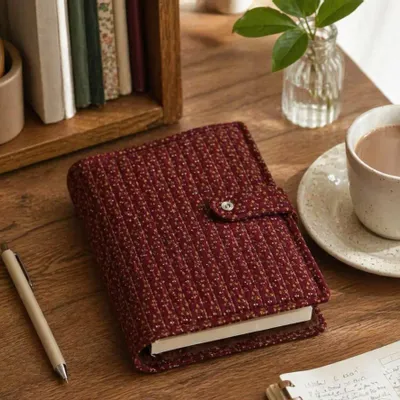 Homewear - Quilted A5 notebook cover made from upcycled saris - I WAS A SARI