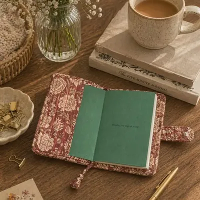 Homewear - Quilted handcrafted sustainable A6 notebook cover - I WAS A SARI