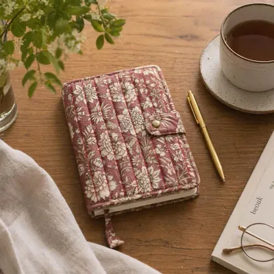 Homewear - Quilted handcrafted sustainable A6 notebook cover - I WAS A SARI