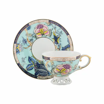 Assiettes au quotidien - Service à thé Oriental Blossom bleu serein - TIME FOR TEA