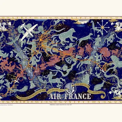 Poster - Celeste Air France World Map - SALAM ÉDITIONS