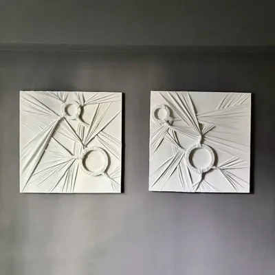 Other wall decoration - Pure Echoes: Set of 2 Handmade Textured Relief Paintings - SARMAL DESIGN
