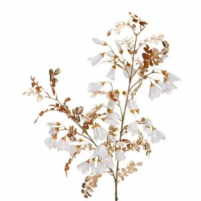 Décorations florales - METALL.FLOWER/LEAF STEM WH/GLD 112CM - GOODWILL M&G