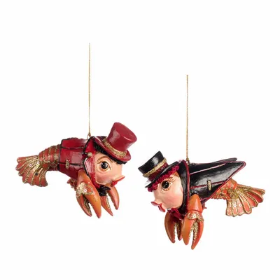 Autres décorations de Noël - CHAMP.BAR GENTLEM.LOBSTER ORN ASS/2 OR/RD 11CM - GOODWILL M&G