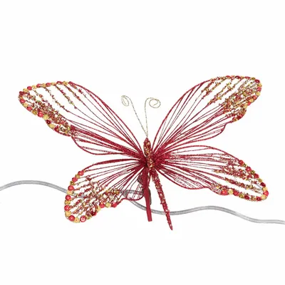 Other Christmas decorations - SEQ.GLT BUTTERFLY ON CLIP RD/GLD 39CM - GOODWILL M&G