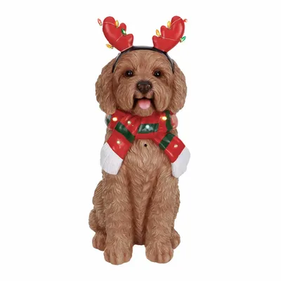 Other Christmas decorations - LED SITT. XMAS DOG TT BRWN/RD 66CM batt.op - GOODWILL M&G