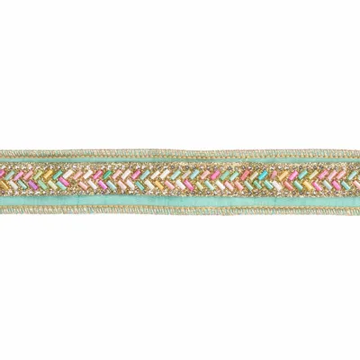 Autres décorations de Noël - DUP.BEAD.TRIM RIBBON GRN/MULTI 3,8CM/5Y - GOODWILL M&G