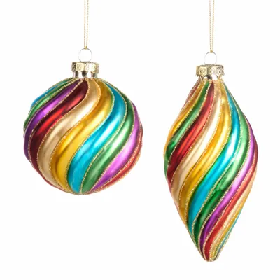 Guirlandes et boules de Noël - GLSS 3D SWIRL RAINBOW BALL/FIN.ORN ASS/2 MULTI 8CM - GOODWILL M&G