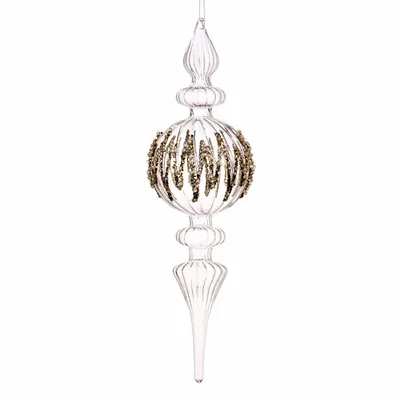 Christmas garlands and baubles - GLSS JEWEL ZIGZ.BALL FINIAL ORN CLR/GLD 35CM - GOODWILL M&G