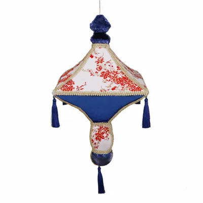 Autres décorations de Noël - FABR.LANTERN W/TASSELS ORN BLU/RD/WH 55CM - GOODWILL M&G