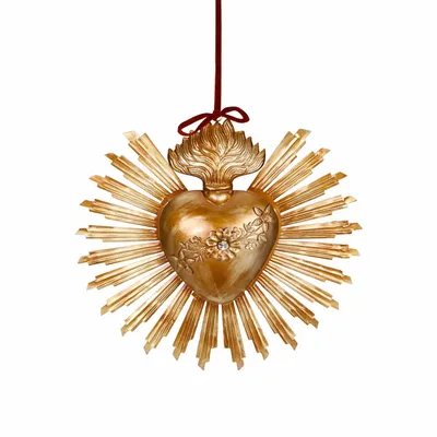 Autres décorations de Noël - MET.JEWEL SUNBURST HEART ORN GLD 31CM - GOODWILL M&G