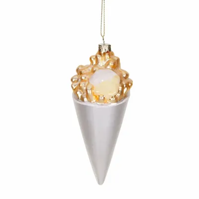 Autres décorations de Noël - GLSS FRIES IN CONE ORN CRM/GLD/WH 14,5CM - GOODWILL M&G