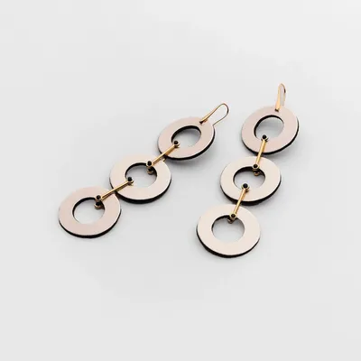 Bijoux - Boucles d'oreilles triples en forme de cercle avec pendule - C.KARAKALPAKI