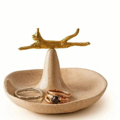 Ceramic - Lazy Cat Ceramic Jewelry Dish - CÂPÂ JEWELRY